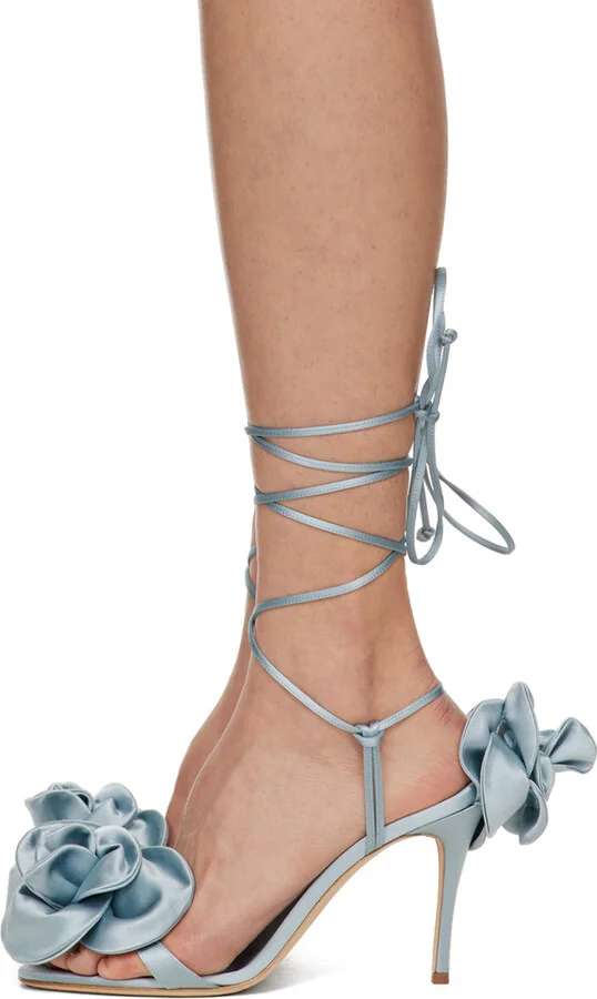 Magda Butrym Blue Double Flower Heeled Sandals - Image 3