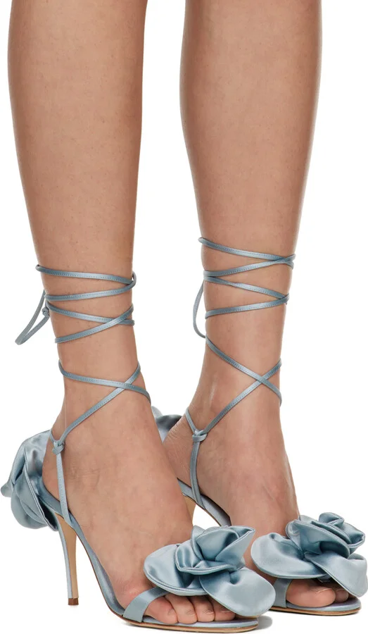 Magda Butrym Blue Double Flower Heeled Sandals - Image 4
