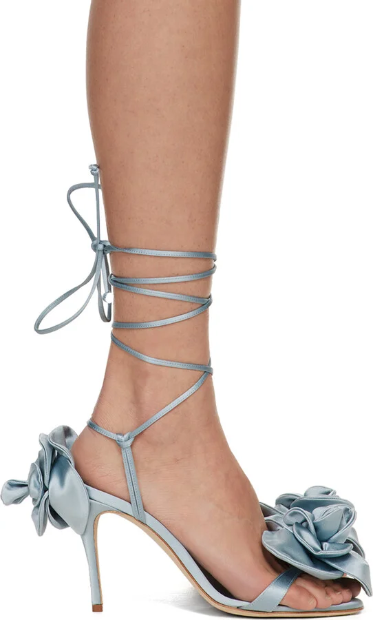 Magda Butrym Blue Double Flower Heeled Sandals