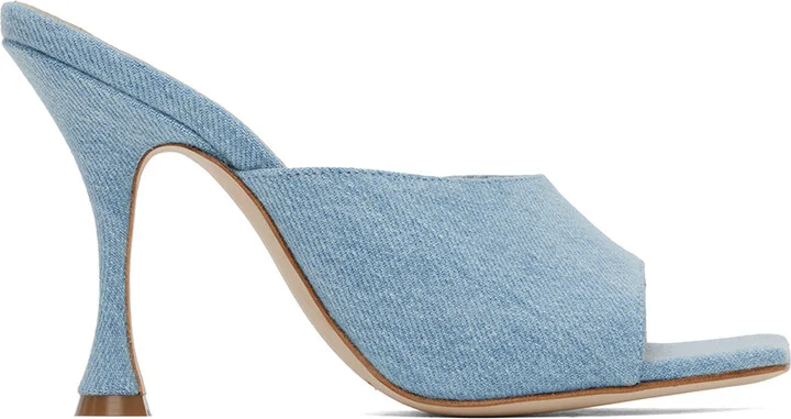 Magda Butrym Blue Square Toe Denim Mules