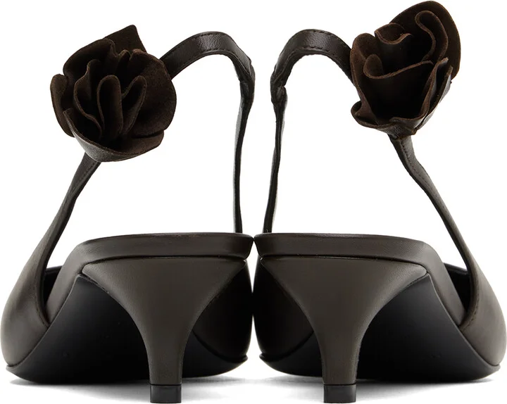 Magda Butrym Brown Slingback Rose Kitten Heels - Image 2
