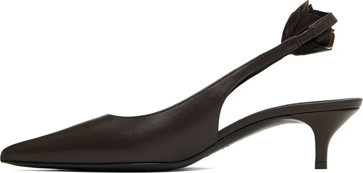 Magda Butrym Brown Slingback Rose Kitten Heels - Image 3