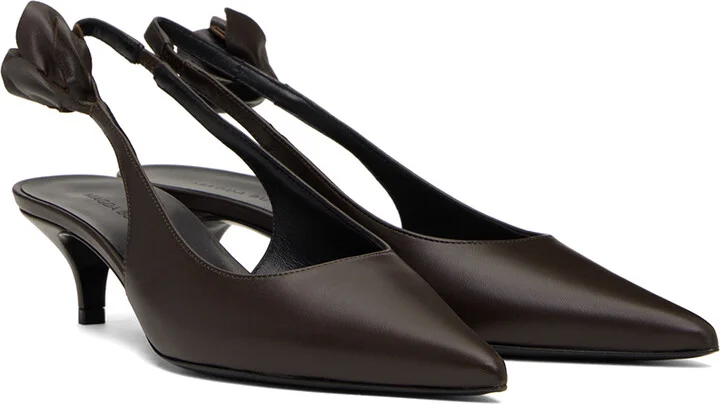 Magda Butrym Brown Slingback Rose Kitten Heels - Image 4