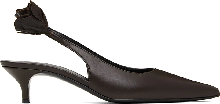 Magda Butrym Brown Slingback Rose Kitten Heels