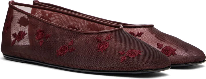 Magda Butrym Burgundy Mesh Ballerina Flats - Image 4