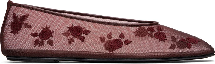 Magda Butrym Burgundy Mesh Ballerina Flats