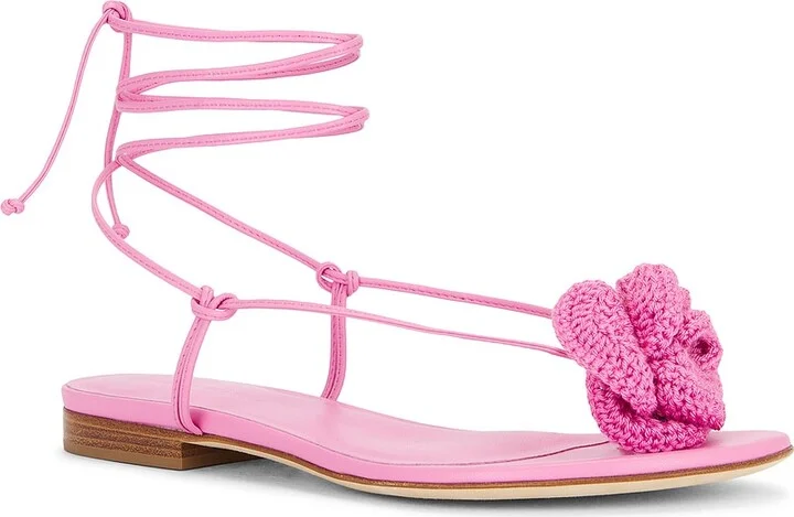 Magda Butrym Crochet Flower Flat Sandal in Pink - Image 2
