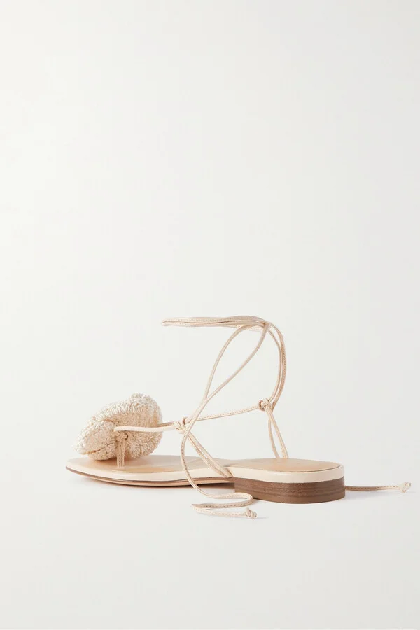 Magda Butrym - Crocheted Cotton-blend And Leather Sandals - Cream - Image 3