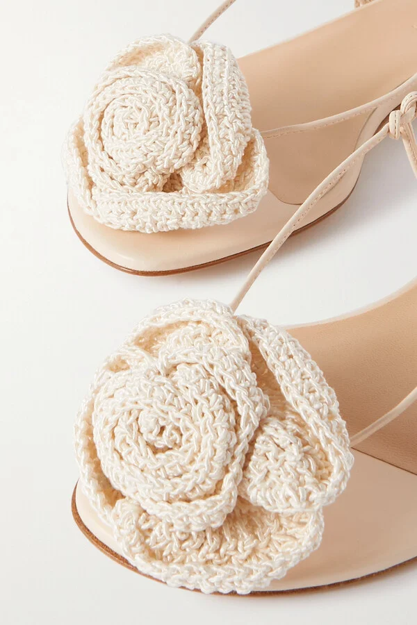 Magda Butrym - Crocheted Cotton-blend And Leather Sandals - Cream - Image 4