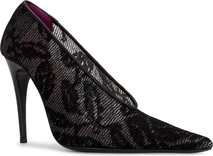 Magda Butrym Floral Pointed Pump in Black - Image 2