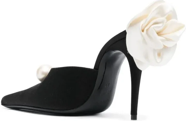 Magda Butrym "Flower" Heel Mules Satin Shoes - Image 3