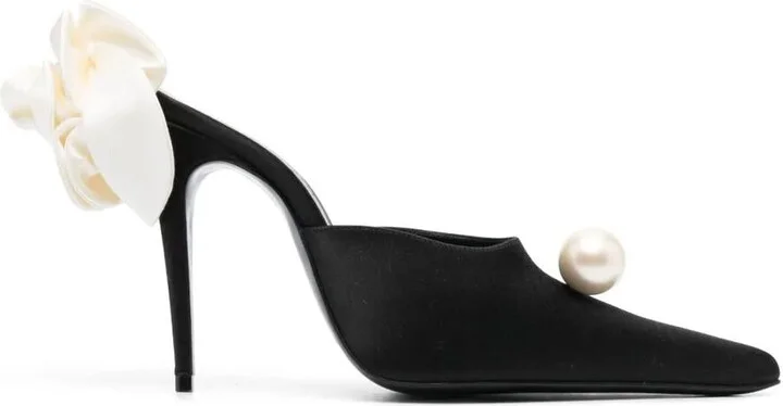 Magda Butrym "Flower" Heel Mules Satin Shoes