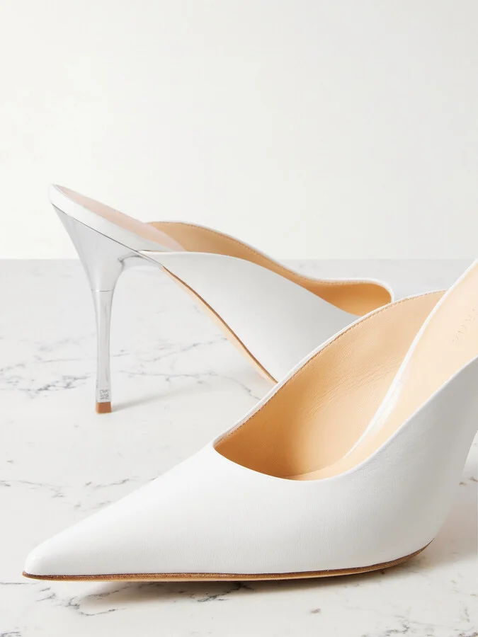 Magda Butrym - Leather Point-toe Mules - White - Image 4