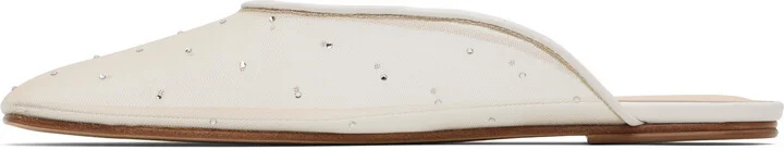 Magda Butrym Off-White Crystal Mesh Flat Mules - Image 3