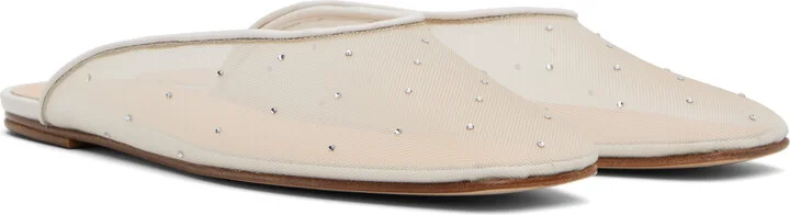 Magda Butrym Off-White Crystal Mesh Flat Mules - Image 4