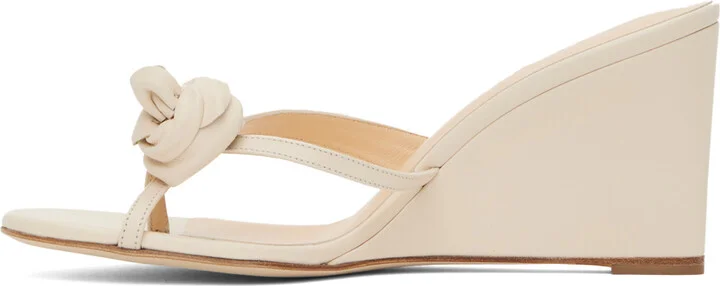 Magda Butrym Off-White Wedge Flower Heeled Sandals - Image 3