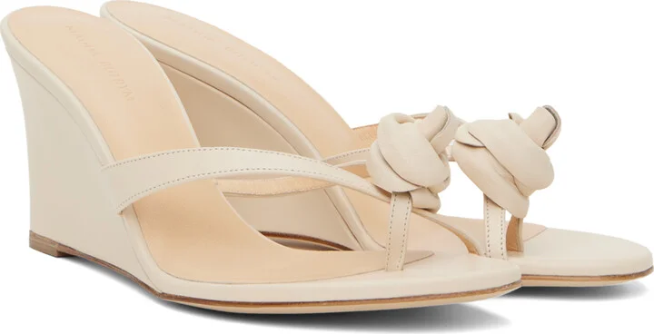 Magda Butrym Off-White Wedge Flower Heeled Sandals - Image 4