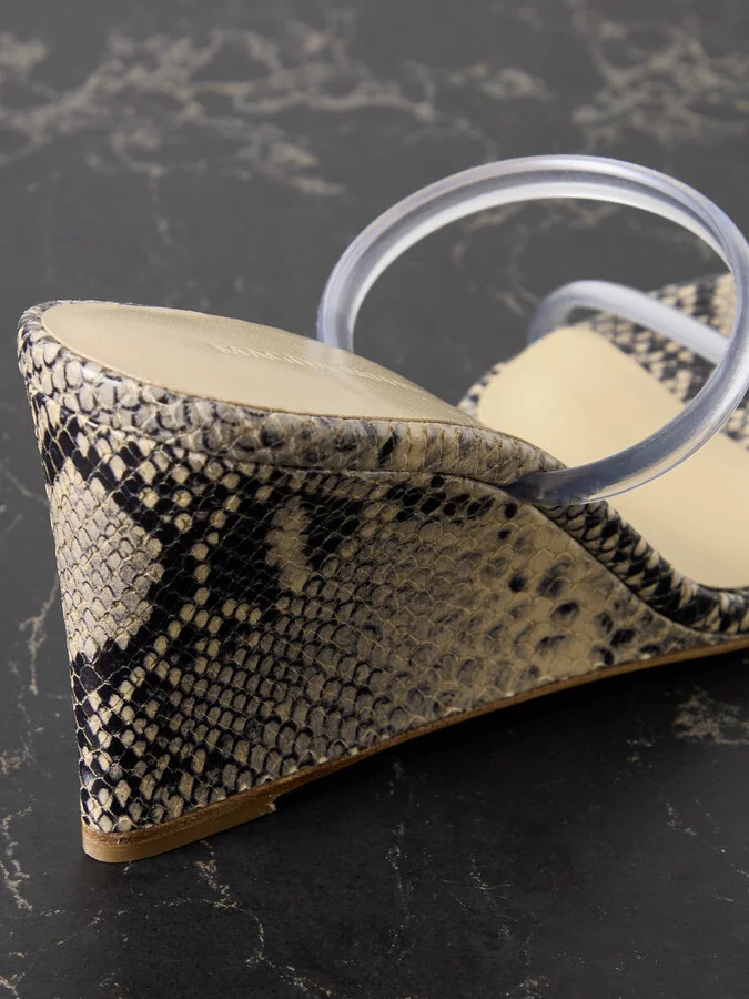 Magda Butrym - Pvc-trimmed Snake-effect Leather Wedge Sandals - Brown - Image 4