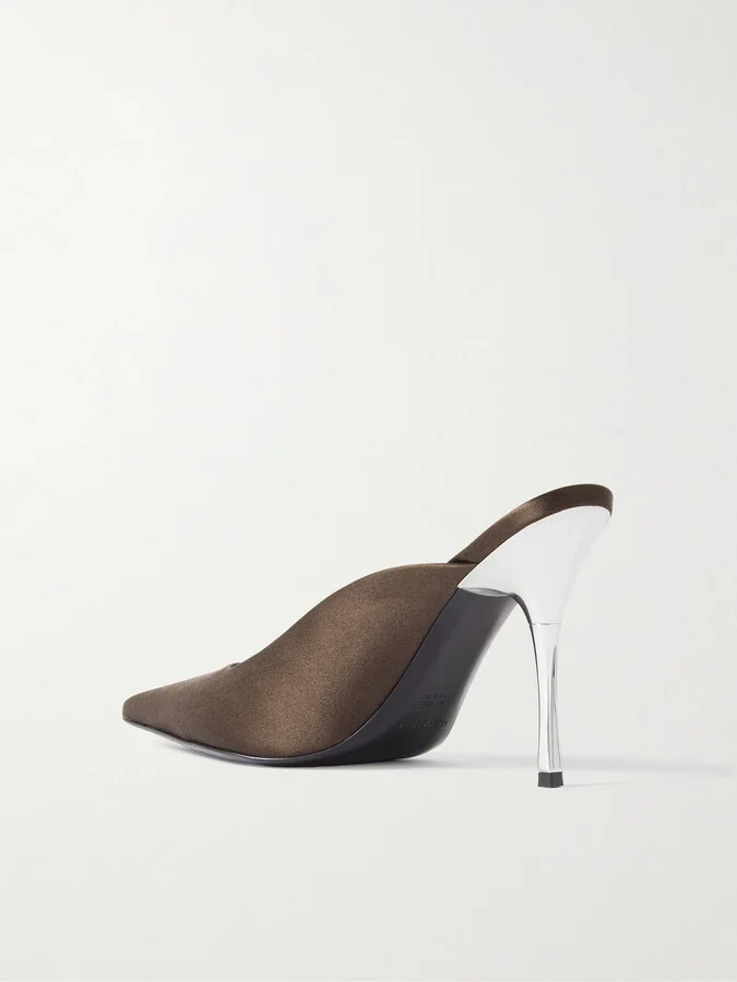 Magda Butrym - Satin Point-toe Mules - Brown - Image 3