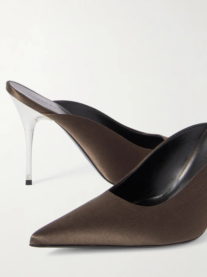 Magda Butrym - Satin Point-toe Mules - Brown - Image 4