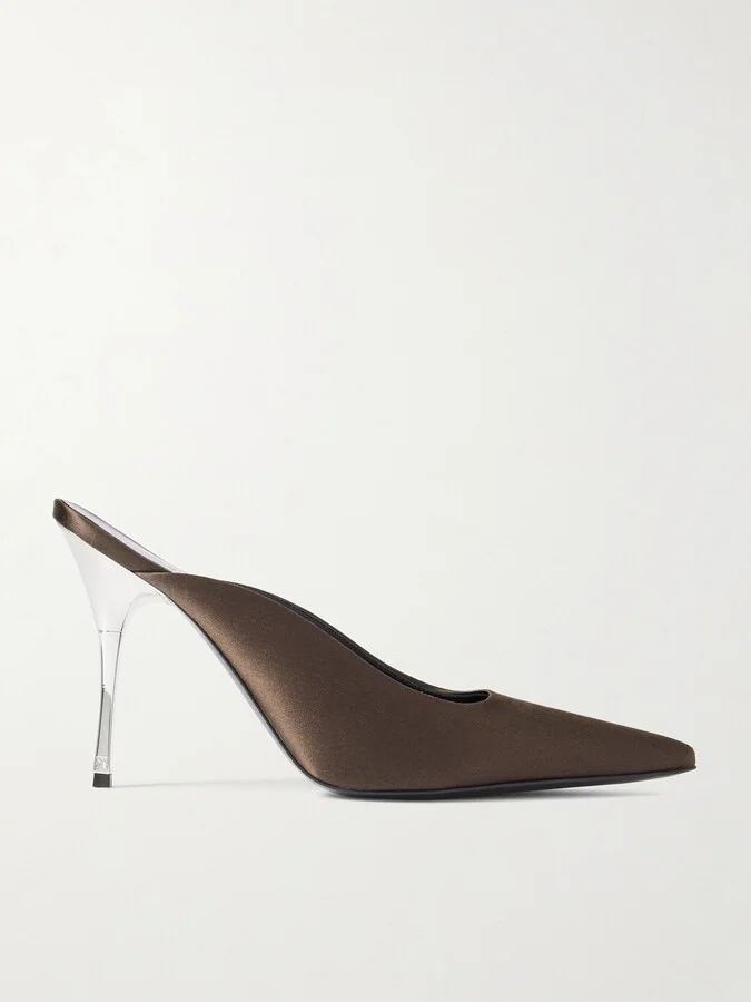 Magda Butrym - Satin Point-toe Mules - Brown