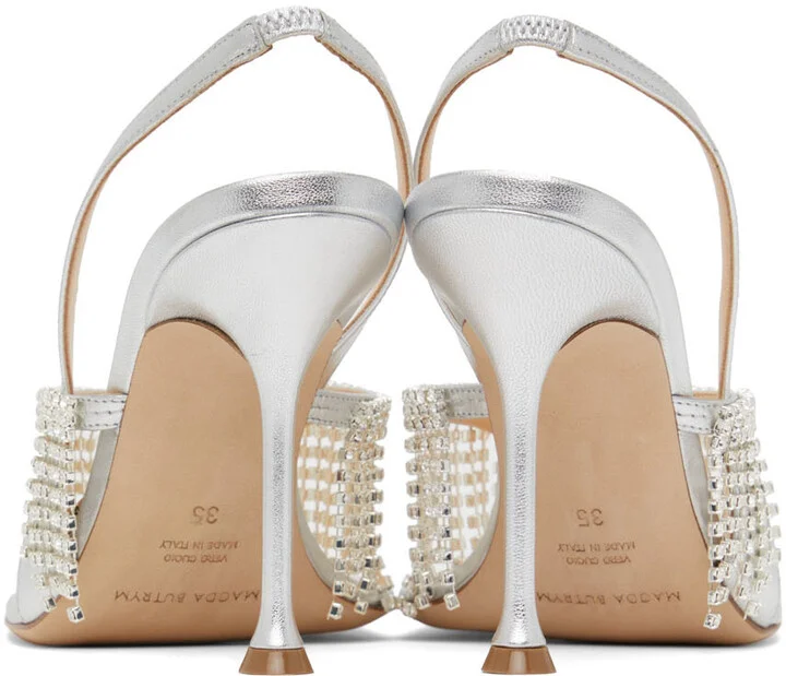Magda Butrym Silver Crystal Heeled Sandals - Image 4