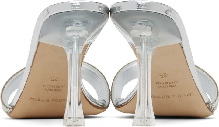 Magda Butrym Silver Crystal Heeled Sandals - Image 2