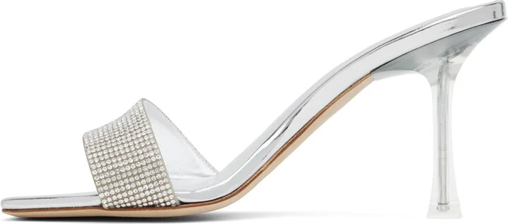Magda Butrym Silver Crystal Heeled Sandals - Image 3