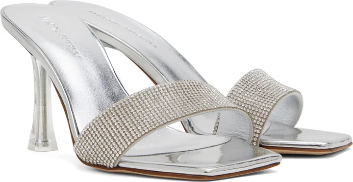 Magda Butrym Silver Crystal Heeled Sandals - Image 4
