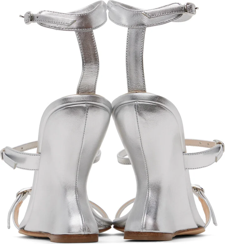 Magda Butrym Silver Inverted Wedge Heeled Sandals - Image 2