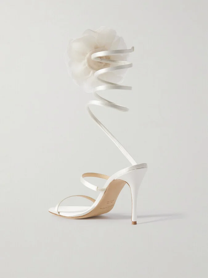 Magda Butrym - Spiral Appliquéd Satin Sandals - Cream - Image 3
