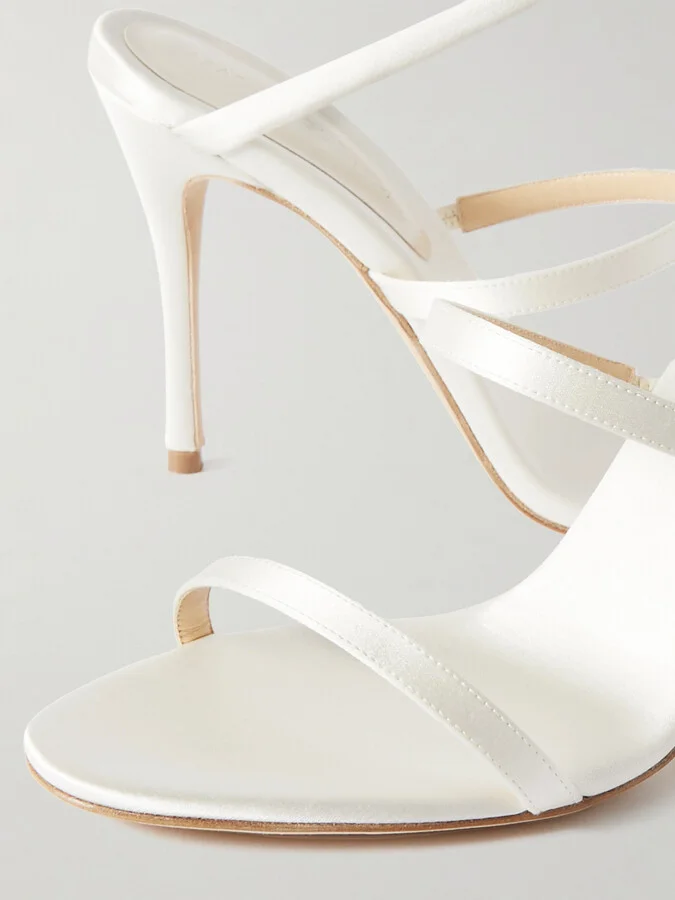Magda Butrym - Spiral Appliquéd Satin Sandals - Cream - Image 4