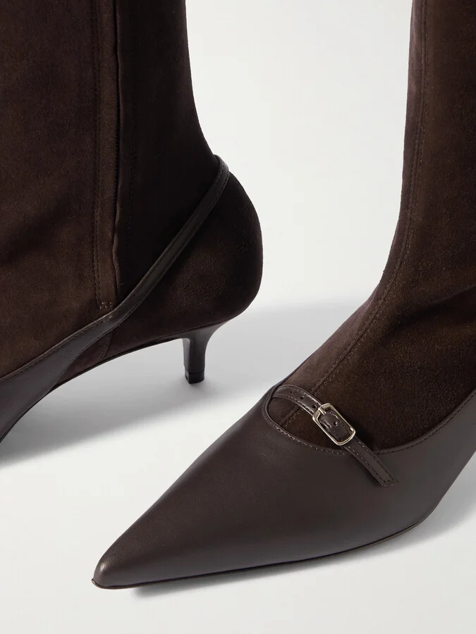 Magda Butrym - Suede And Leather Knee Boots - Brown - Image 4