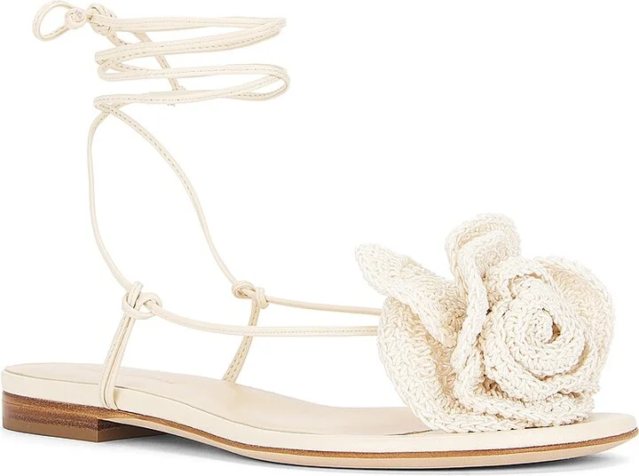 Magda Butrym Wrap Around Flat Flower Sandal in Neutral - Image 2