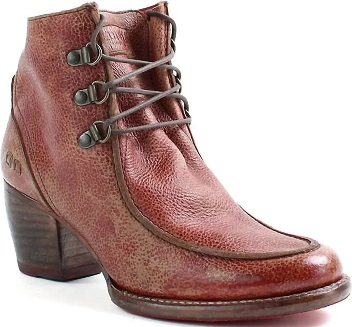 Mage Lace-Up Leather Ankle Boots In Adobe Lux