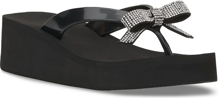 MAGENTAF Womens Slip On Thong Wedge Sandals