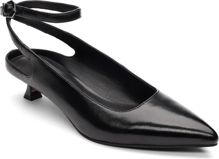 Magic Ankle Strap Pointed Toe Kitten Heel Pump