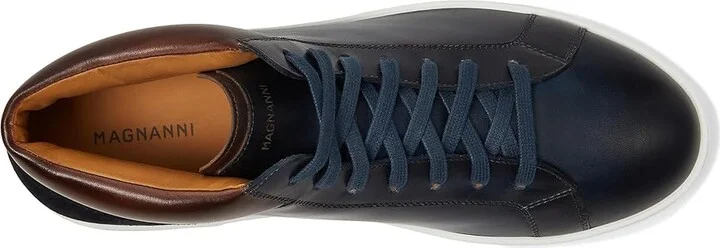 Magnanni Costa Mid Men's Shoes Navy/Leno : 7 M, Leather - Image 2