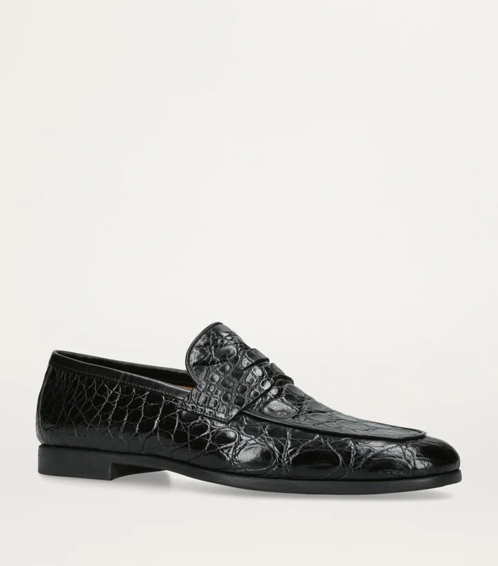 Magnanni Crocodile Leather Penny Loafers - Image 3