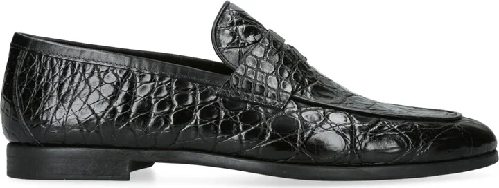 Magnanni Crocodile Leather Penny Loafers