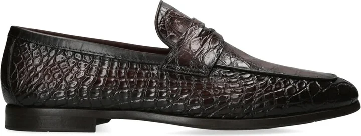 Magnanni Crocodile Leather Penny Loafers
