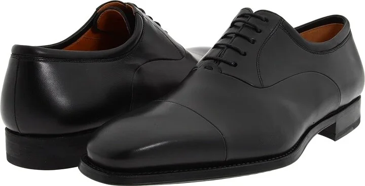 Magnanni Federico Men's Lace Up Cap Toe Shoes Black : 7.5 M, Leather