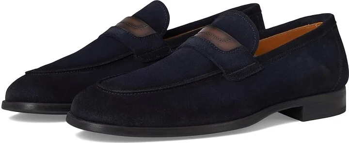 Magnanni Keagan Penny Men's Lace-up Boots Navy/Brown Suede : 10 M, Leather/Rubber