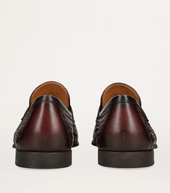 Magnanni Leather Aston Weave Penny Loafers - Image 2