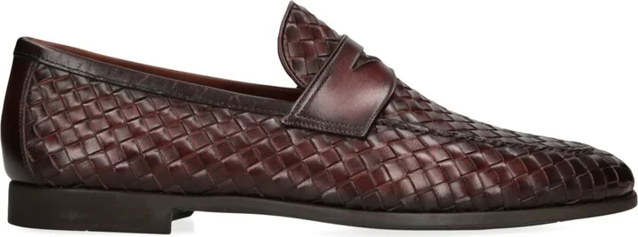 Magnanni Leather Aston Weave Penny Loafers