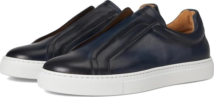 Magnanni Mocasin Elastic Men's Shoes Navy : 10 M, Leather