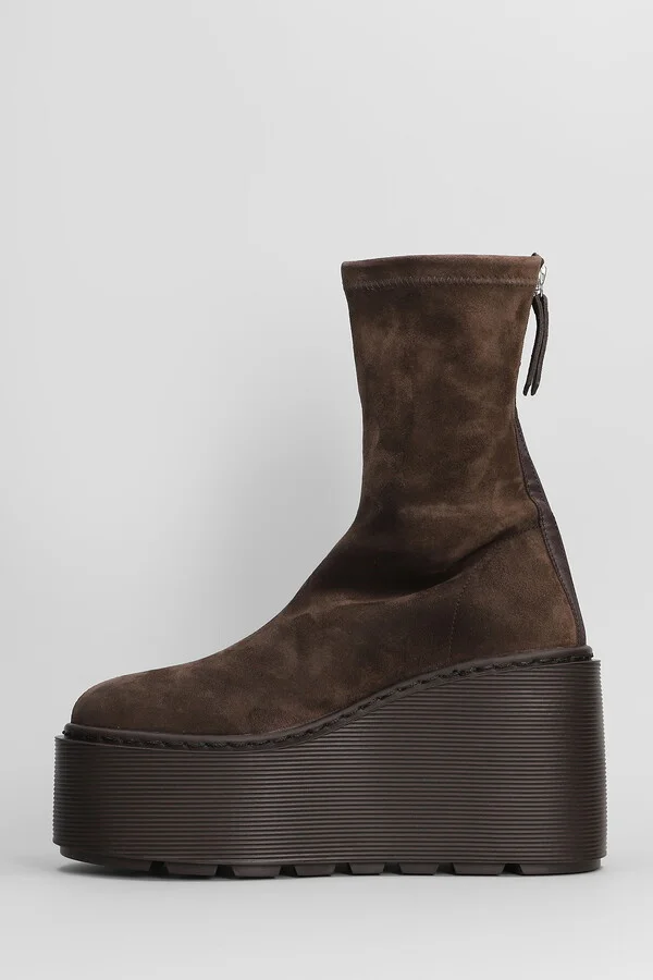 Magnifico 350 High Heels Ankle Boots In Brown Suede - Image 3