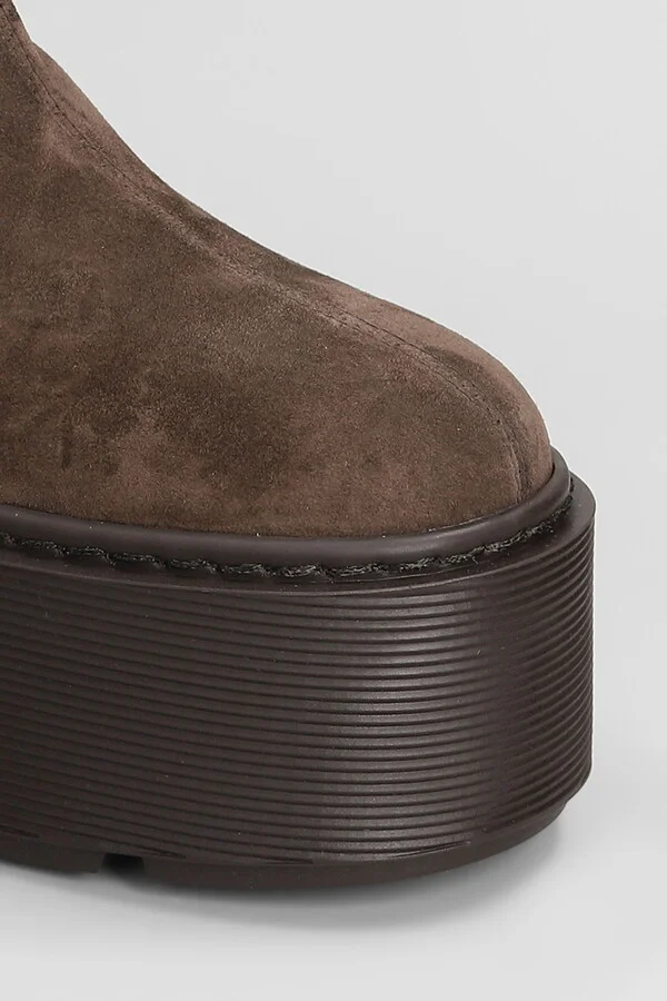 Magnifico 350 High Heels Ankle Boots In Brown Suede - Image 5
