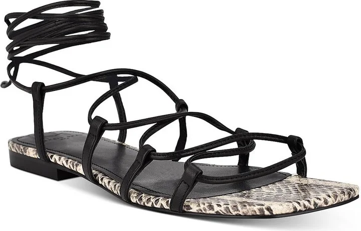 Mahalia Womens Leather Ankle Flat Sandals