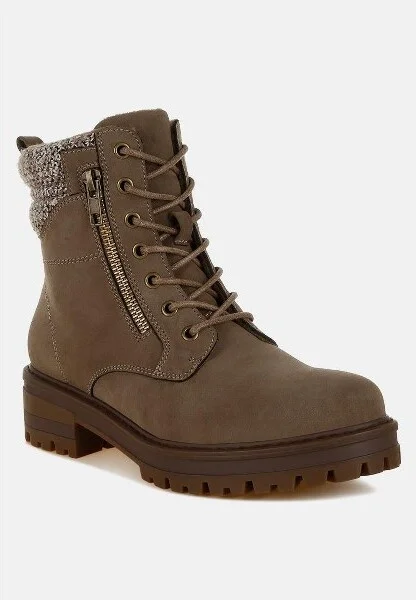 Mahisha Knitted Collar Zip-Up Hiker Boots Women - Image 4